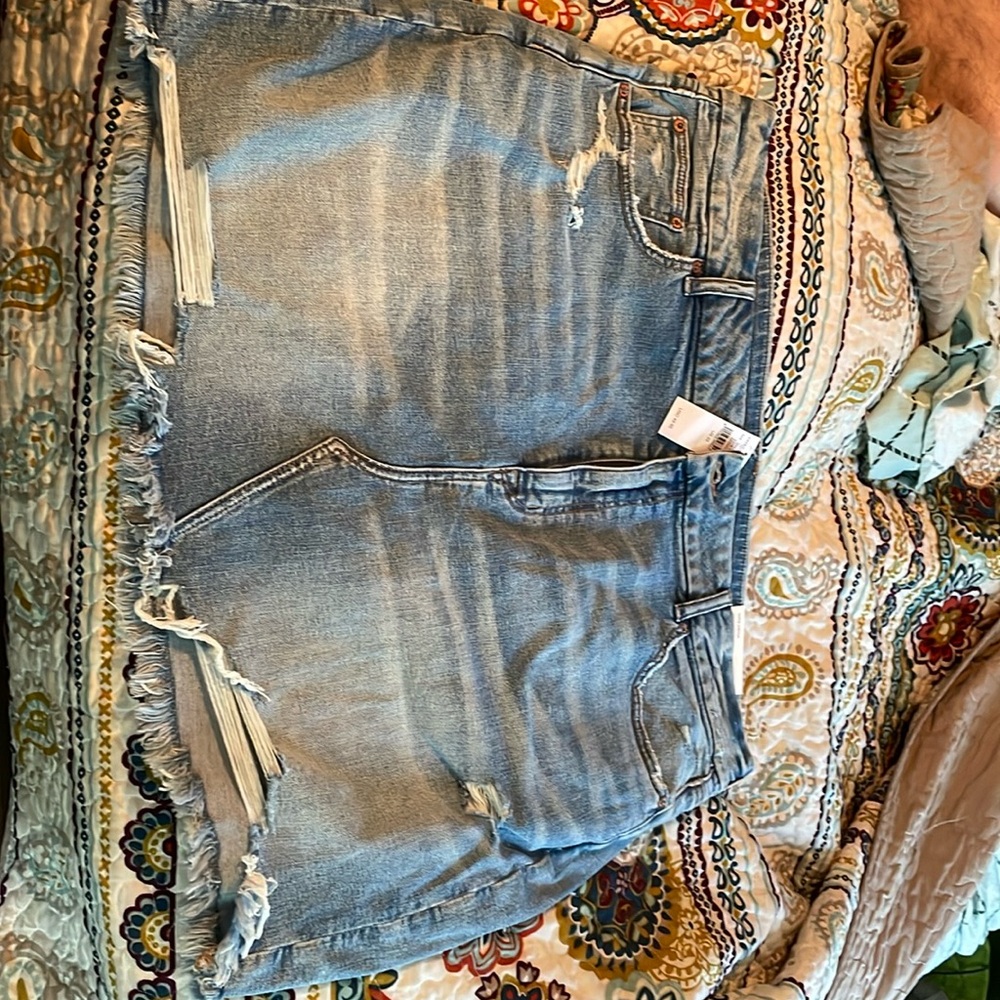 Distressed Denim Skirt